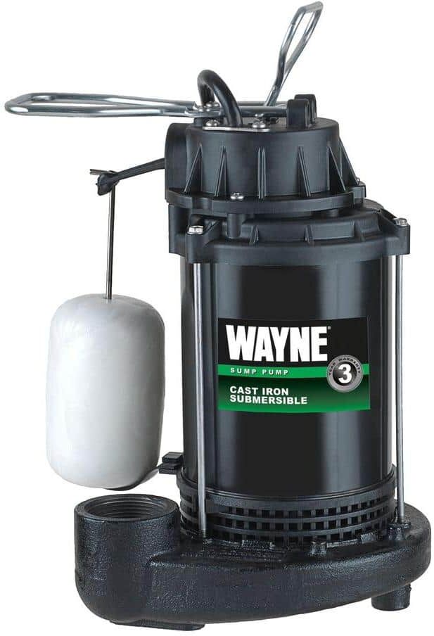 Wayne 1/3 HP Cast Iron Submersible Sump Pump with Vertical Float Switch