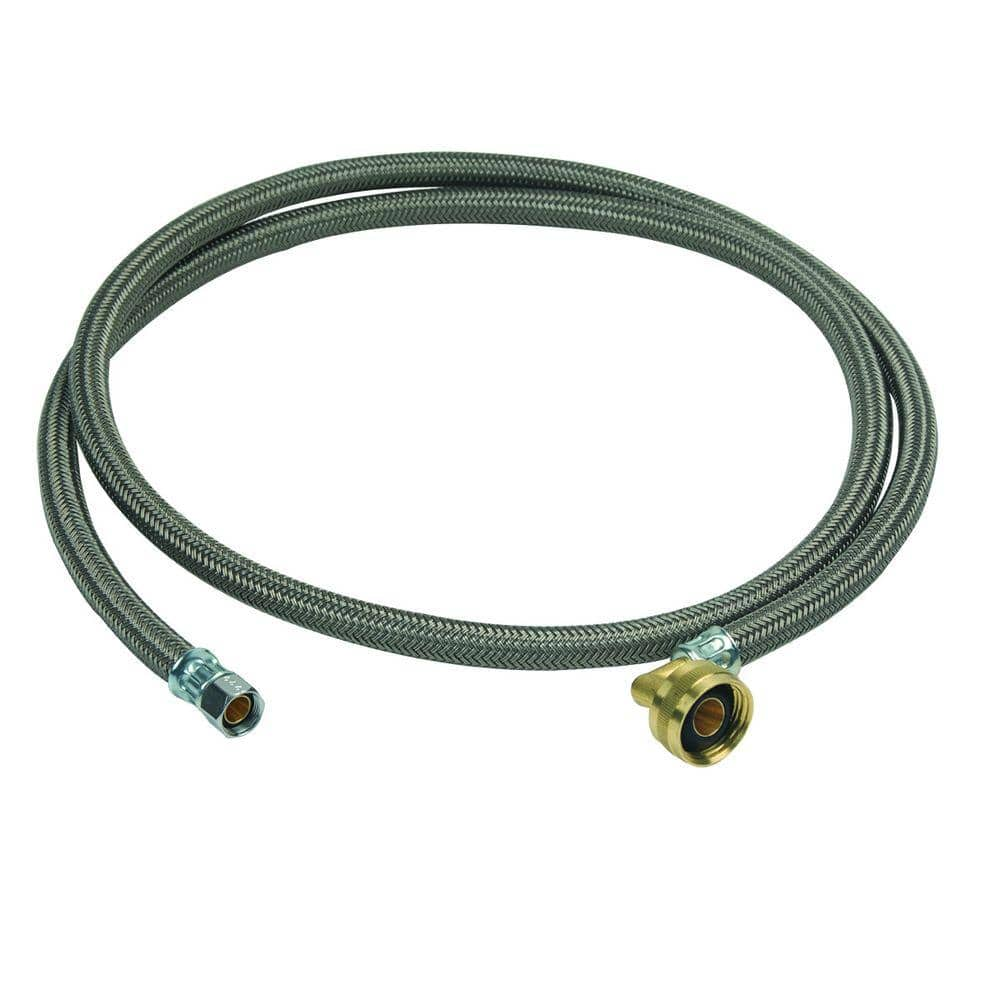 BrassCraft 3/8 in. Compression x 3/4 in. Garden Hose Swivel Elbow x 72 in. Braided Polymer Dishwasher Supply Line