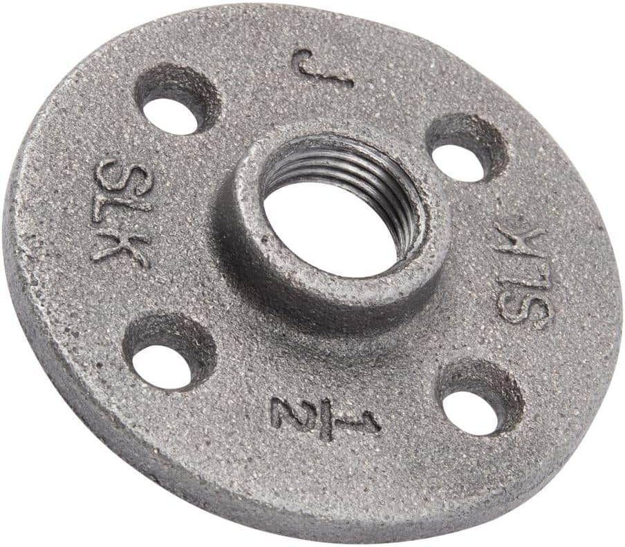 PIPE DECOR 1/2 in. Malleable Industrial Cast Iron 10-Pack Flange in Industrial Steel Grey