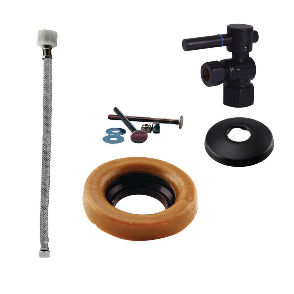 Westbrass 1/2 in. IPS Lever Handle Angle Stop Toilet Installation Kit in Matte Black