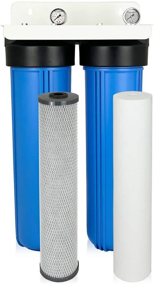 Matterhorn Blue 2 Stage Whole House Water Filter System with Lead and Hydrogen Sulfide Reduction, Up to 100k Gal Capacity