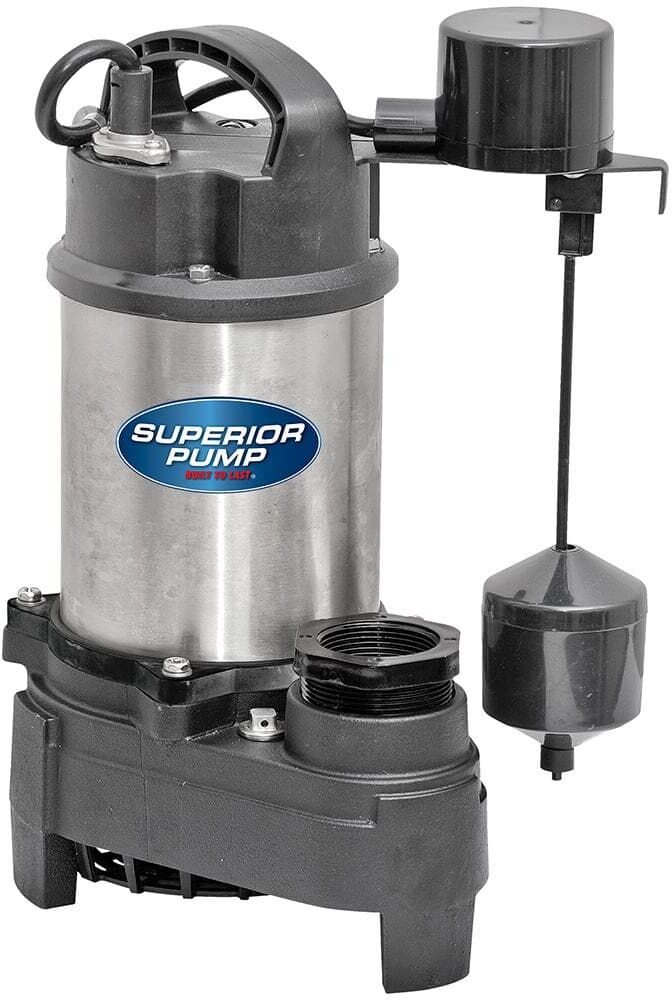 Superior Pump 1 HP Submersible Stainless Steel-Cast Iron Sump Pump with Vertical Float Switch