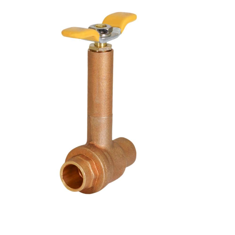 The Plumber's Choice Premium Brass Ball Valve with Long Bonnet and T-Handle, with 1/2 in. SWT Connections