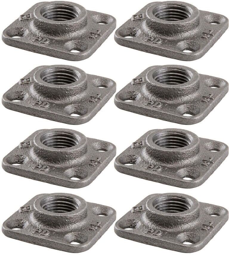 PIPE DECOR 1/2 in. Black Iron Micro Mini Square Flange (8-Pack)