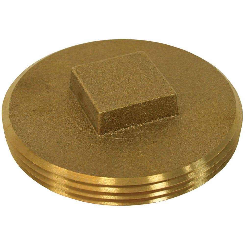 JONES STEPHENS 10 in. Brass Raised Head Southern Code Cleanout Plug 10-5/8 in. O.D. for DWV