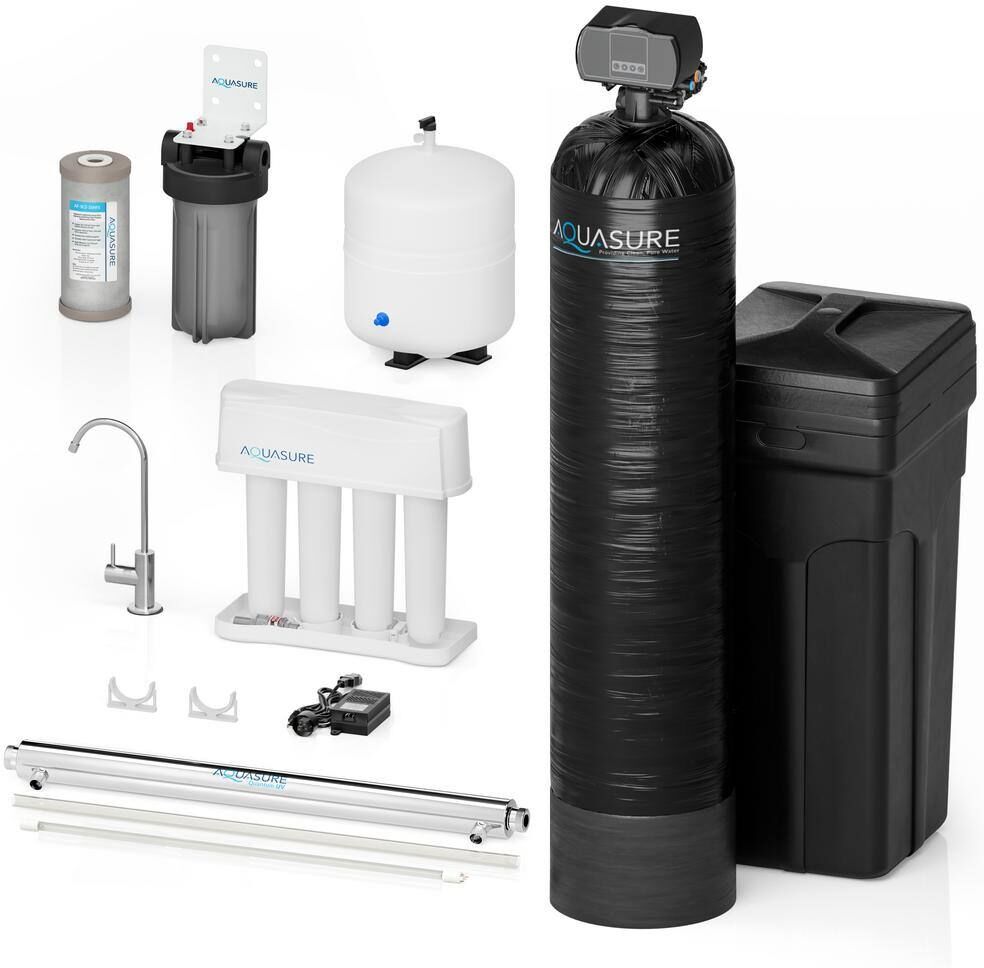 AQUASURE Signature Series 64,000 grain Water Softener with 12GPM Quantum UV Sterilizer plus 75GPD Reverse Osmosis System