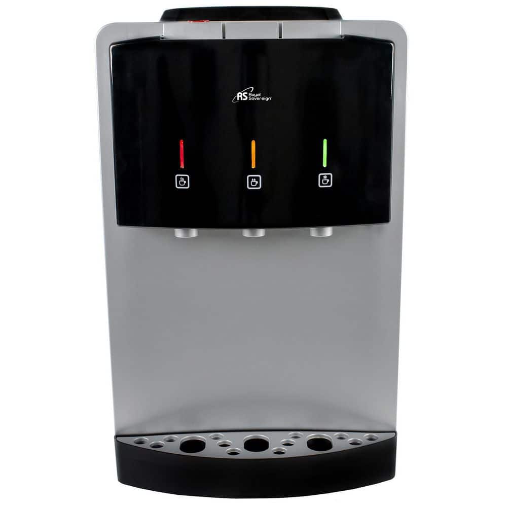 ROYAL SOVEREIGN Premium Tri-Temperature Countertop Water Dispenser in Silver and Black