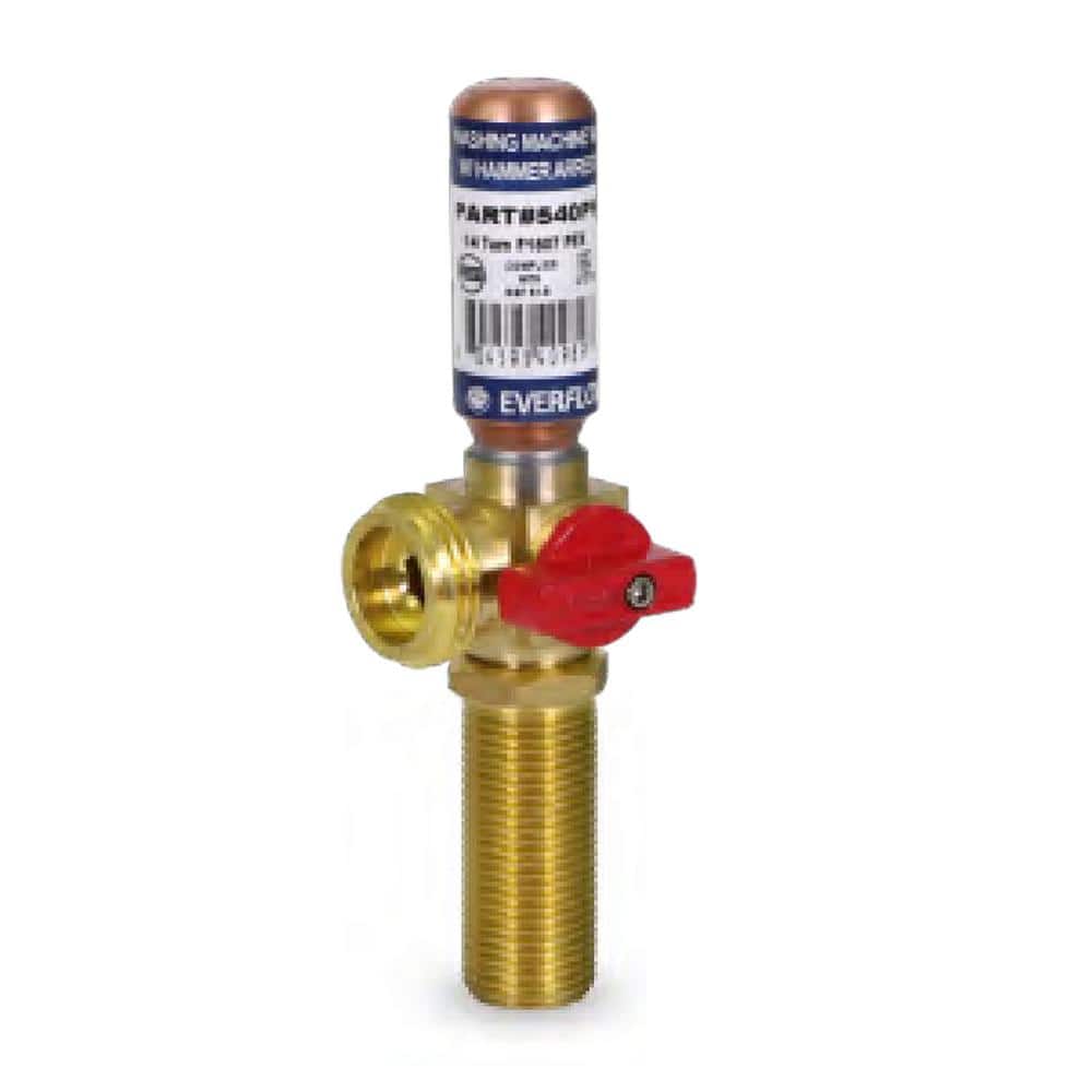 The Plumber's Choice 1/2 in. SWT/MIP x 3/4 in. MHT Brass Washing Machine Replacement Valve with Hammer Arrestor Red- for Hot Water Supply