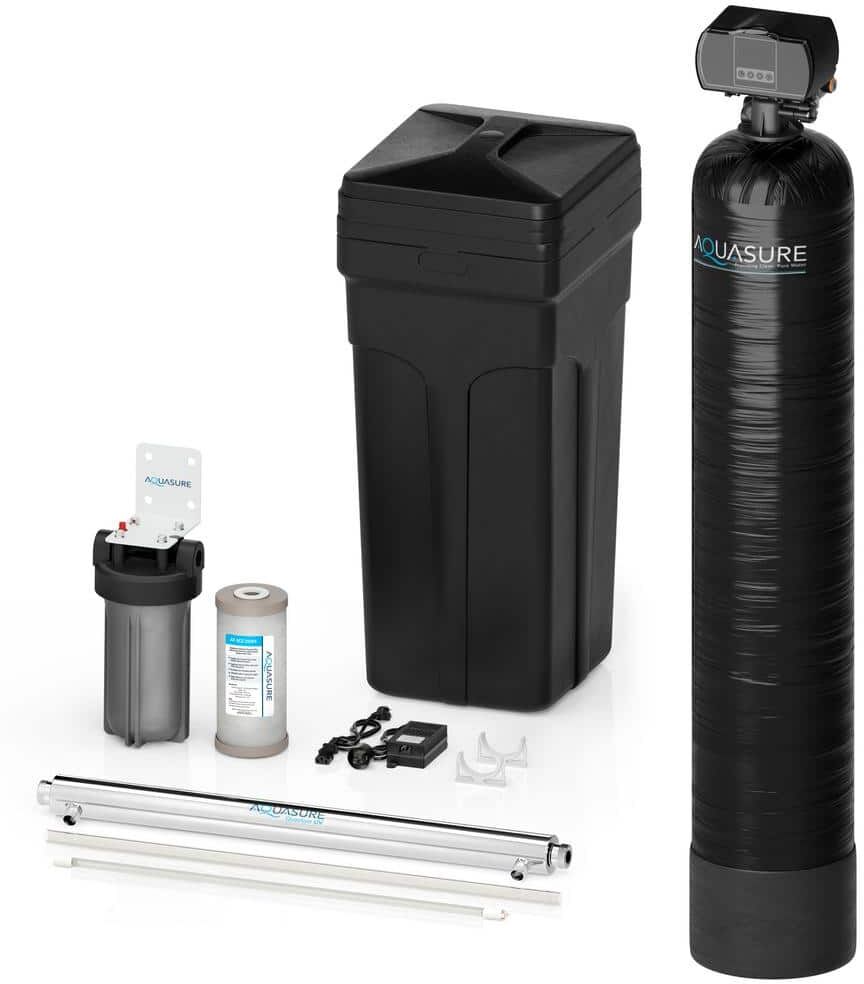 AQUASURE Signature Series 48,000 Grain Water Softener with 12 GPM Quantum UV Sterilizer and Triple Purpose Carbon Filter