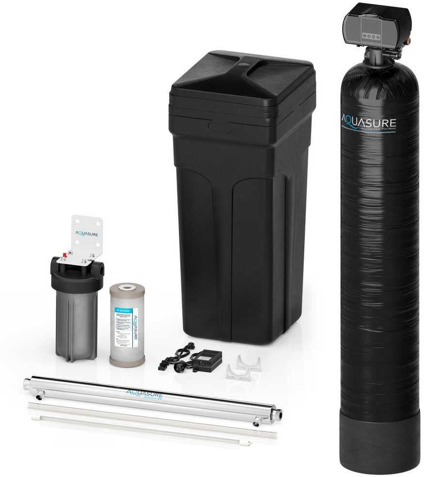 AQUASURE Signature Series 48,000 Grain Water Softener with 12 GPM Quantum UV Sterilizer and Triple Purpose Carbon Filter