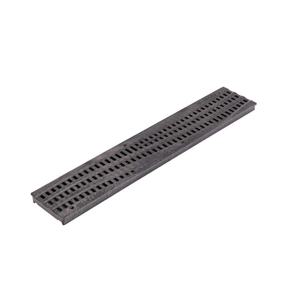 NDS Spee-D Channel Drain Grate, 4-7/16 in. wide X 2 ft. long, Decorative Wave Design, Black Plastic