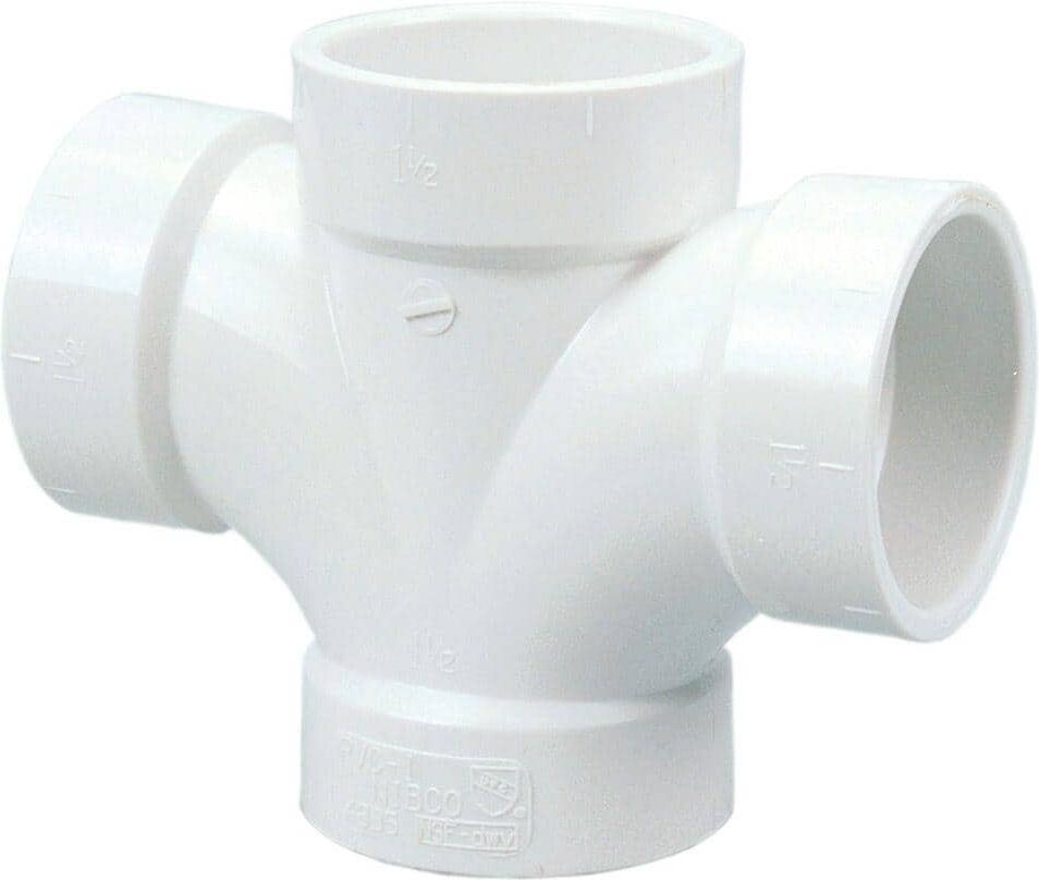 NIBCO 3 in. PVC DWV All Hub Double Sanitary Tee Fitting