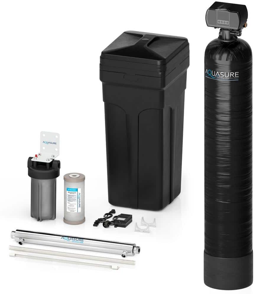 AQUASURE Signature Series 32,000 Grain Water Softener with 8 GPM Quantum UV Sterilizer and Triple Purpose Carbon Filter