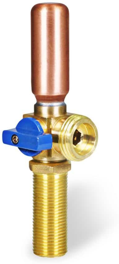 The Plumber's Choice 1/2 in. SWT/MIP x 3/4 in. MHT Brass Washing Machine Replacement Valve with Hammer Arrestor Blue- for Cold Water Supply