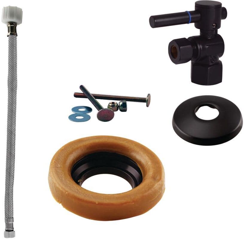 Westbrass 1/2 in. IPS Lever Handle Angle Stop Toilet Installation Kit in Oil Rubbed Bronze