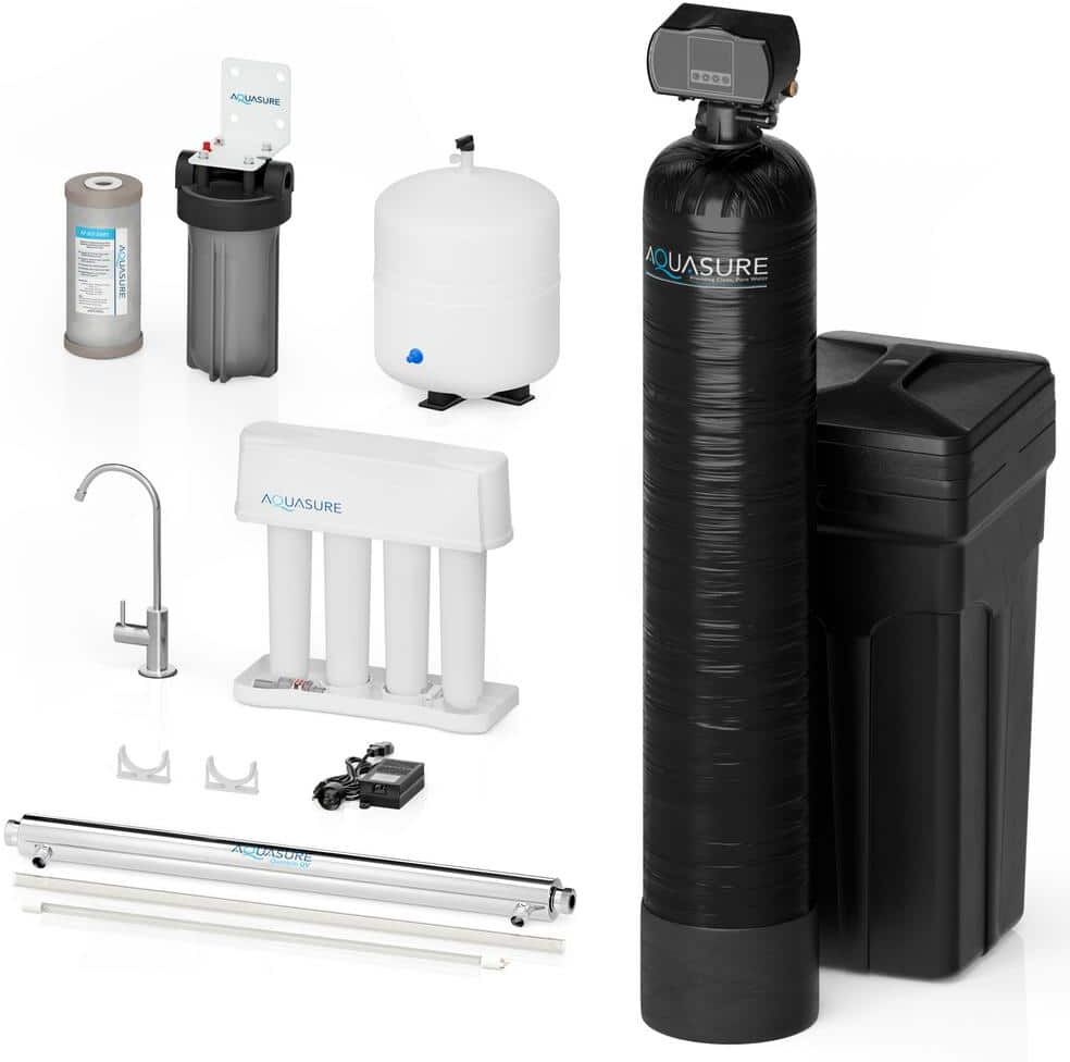 AQUASURE Signature Series 48,000 grain Water Softener with 12GPM Quantum UV Sterilizer plus 75GPD Reverse Osmosis System