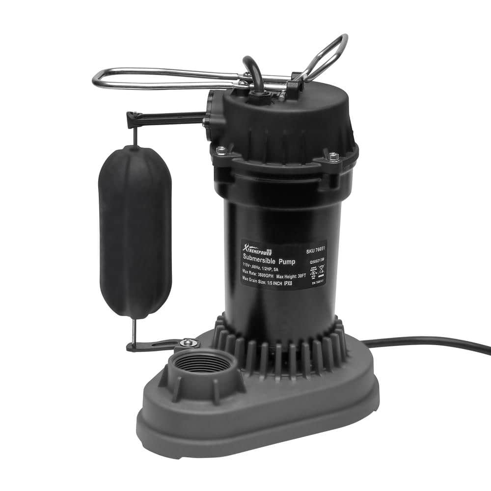 XtremepowerUS 1/2 HP 3800 GPH Aluminum Alloy Submersible Sump Pump with Integrated Vertical Float Switch