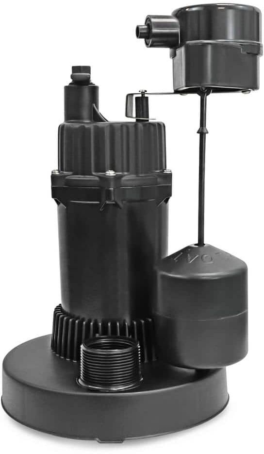 The Plumber's Choice Heavy Duty Submersible 1/2 hp. Sump Pump Kit with Float Switch, Check Valve, and Torque Wrench, Black, 4 Piece