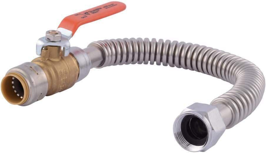 SharkBite Max 3/4 in. Push-to-Connect x 3/4 in. FIP x 18 in. Corrugated Stainless Water Heater Connector with Ball Valve