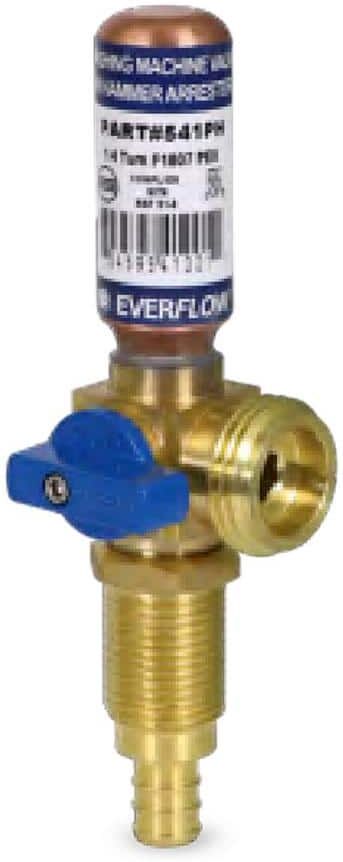 The Plumber's Choice 1/2 in. PEX B x 3/4 in. MHT Brass Washing Machine Replacement Valve with Hammer Arrestor Blue- for Cold Water Supply