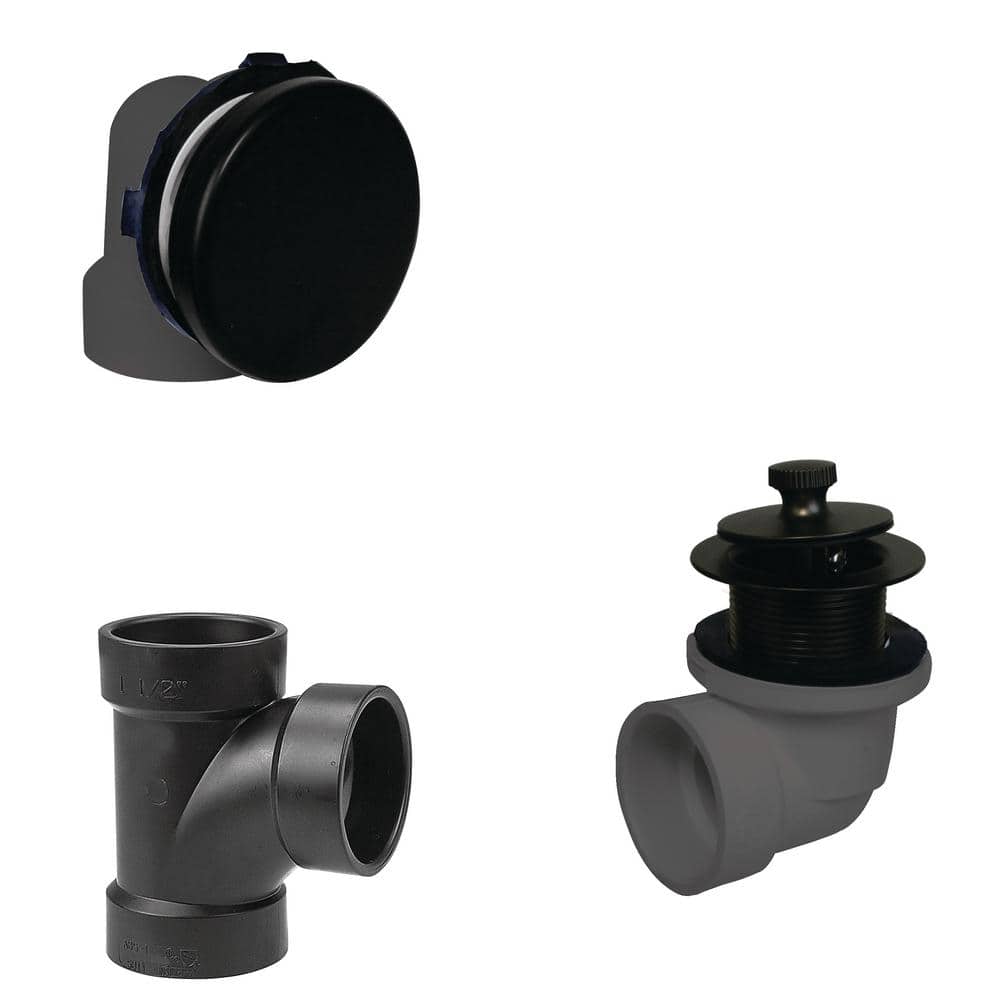 Westbrass Sch. 40 ABS Plumber's Pack Bathtub Trim with Lift & Turn Drain Plug and Illusionary Faceplate, Matte Black