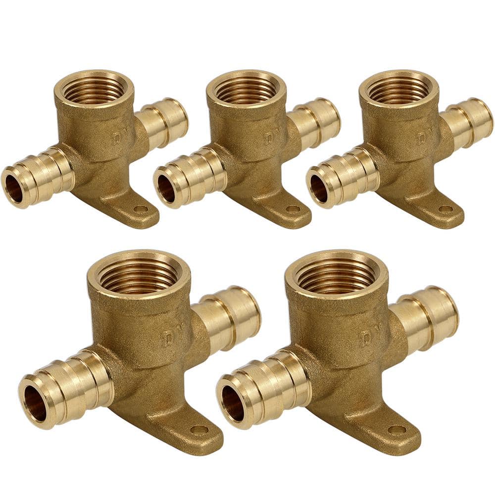 The Plumber's Choice 3/4 in. 90 -Degree PEX A x FIP Expansion Pex Drop Ear Tee, Lead Free Brass For Use in Pex A-Tubing (Pack of 5)