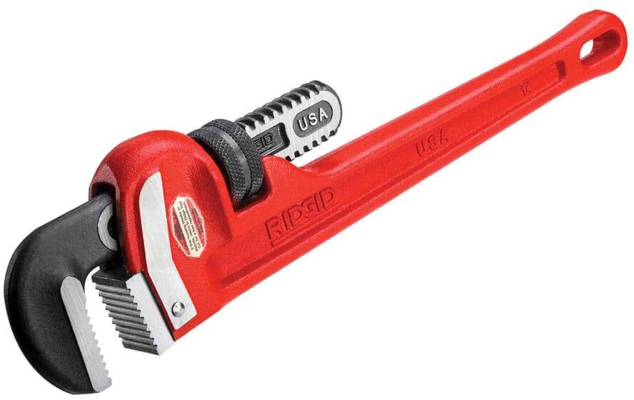 RIDGID 14 in. Straight Pipe Wrench for Heavy-Duty Plumbing, Sturdy Plumbing Pipe Tool with Self Cleaning Threads and Hook Jaws