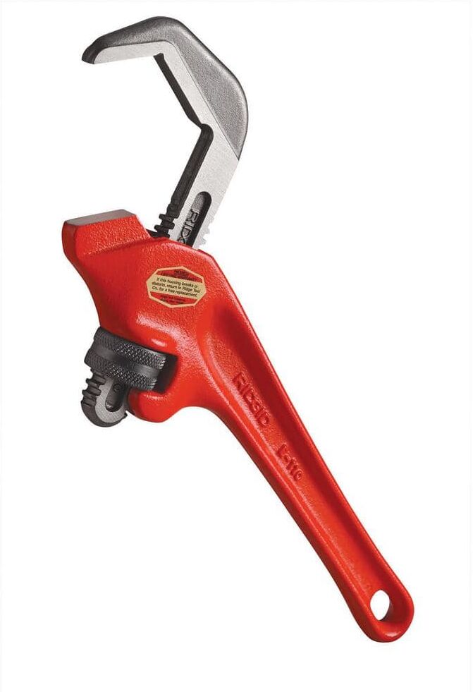 RIDGID 9-1/2 in. Offset Hex Jaw Pipe Wrench, Sturdy Plumbing Pipe Tool with Hex Jaw Mechanism for Extra Wide Opening