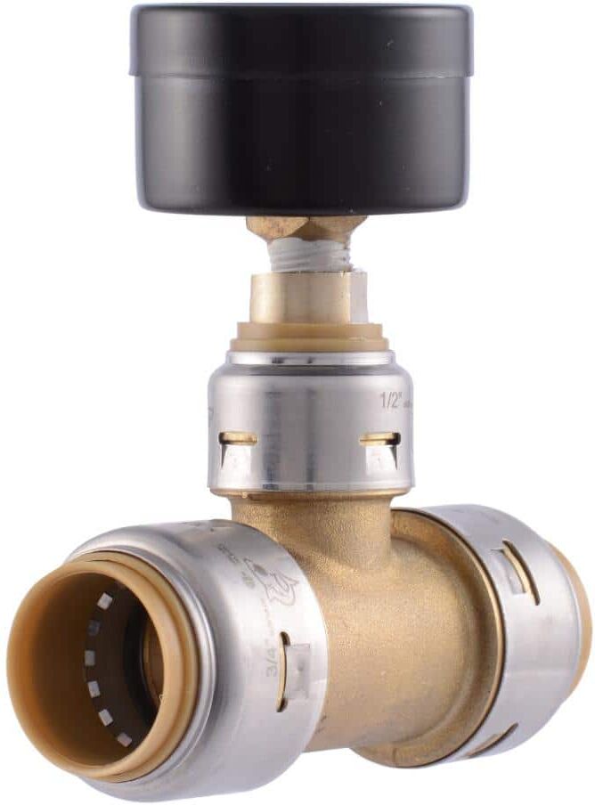 SharkBite Max 3/4 in. Push-to-Connect Brass Tee with Water Pressure Gauge