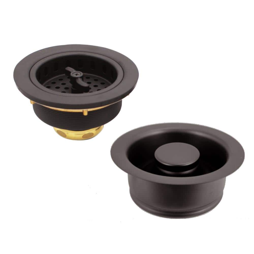 Westbrass Wing Nut Style Kitchen Basket Strainer with Waste Disposal Flange and Stopper, Oil Rubbed Bronze