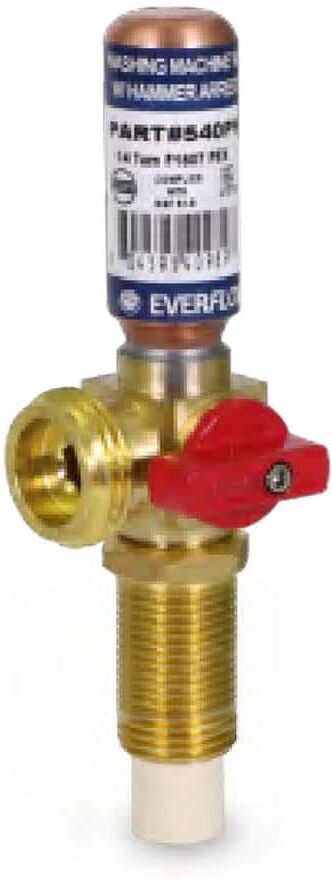 The Plumber's Choice 1/2 in. CPVC x 3/4 in. MHT Brass Washing Machine Replacement Valve with Hammer Arrestor Red- for Hot Water Supply