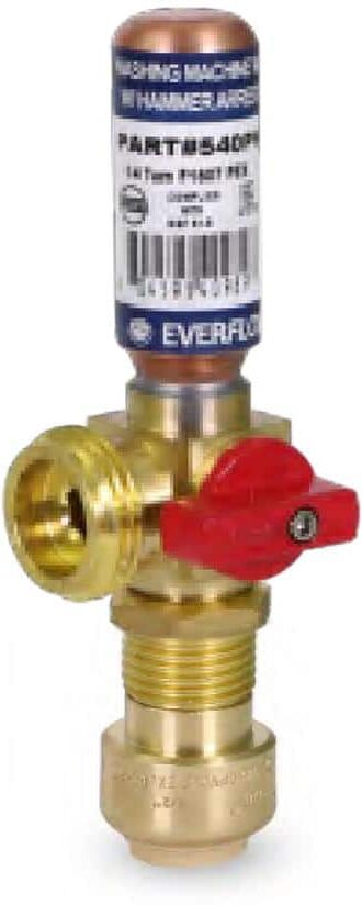 The Plumber's Choice 1/2 in. Push-Fit x 3/4 in. MHT Brass Washing Machine Replacement Valve with Hammer Arrestor Red- for Hot Water Supply