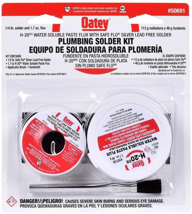 Oatey Soldering Kit with 1.7 oz. Lead-Free Water Soluble Flux Paste and 4 oz. Silver Solder Wire