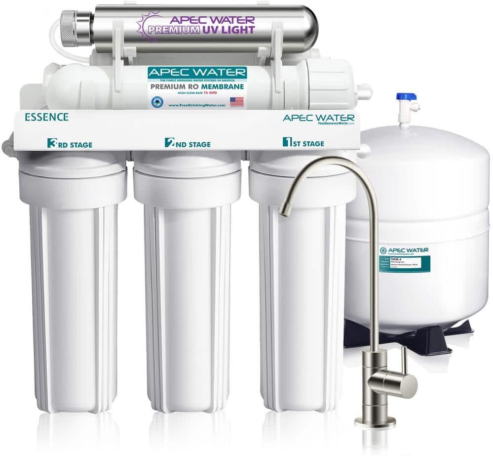 APEC Water Systems Essence Series UV Sterilizer 75 GPD 6-Stage Under-Sink Reverse Osmosis Drinking Water Filter System (Stainless Steel)