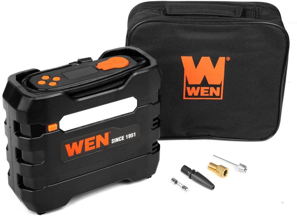 WEN 12-Volt 90 PSI 0.8 CFM Portable Air Compressor and Tire Inflator with Carrying Case