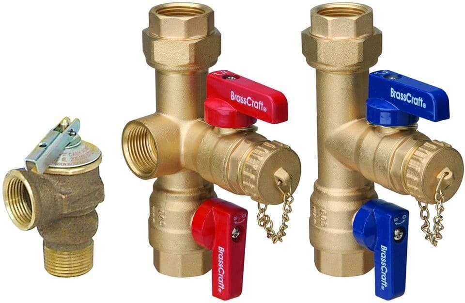 BrassCraft 3/4 in. IPS x 3/4 in. IPS Tankless Water Heater Service Valves with 200,000 BTU Pressure Relief Valve