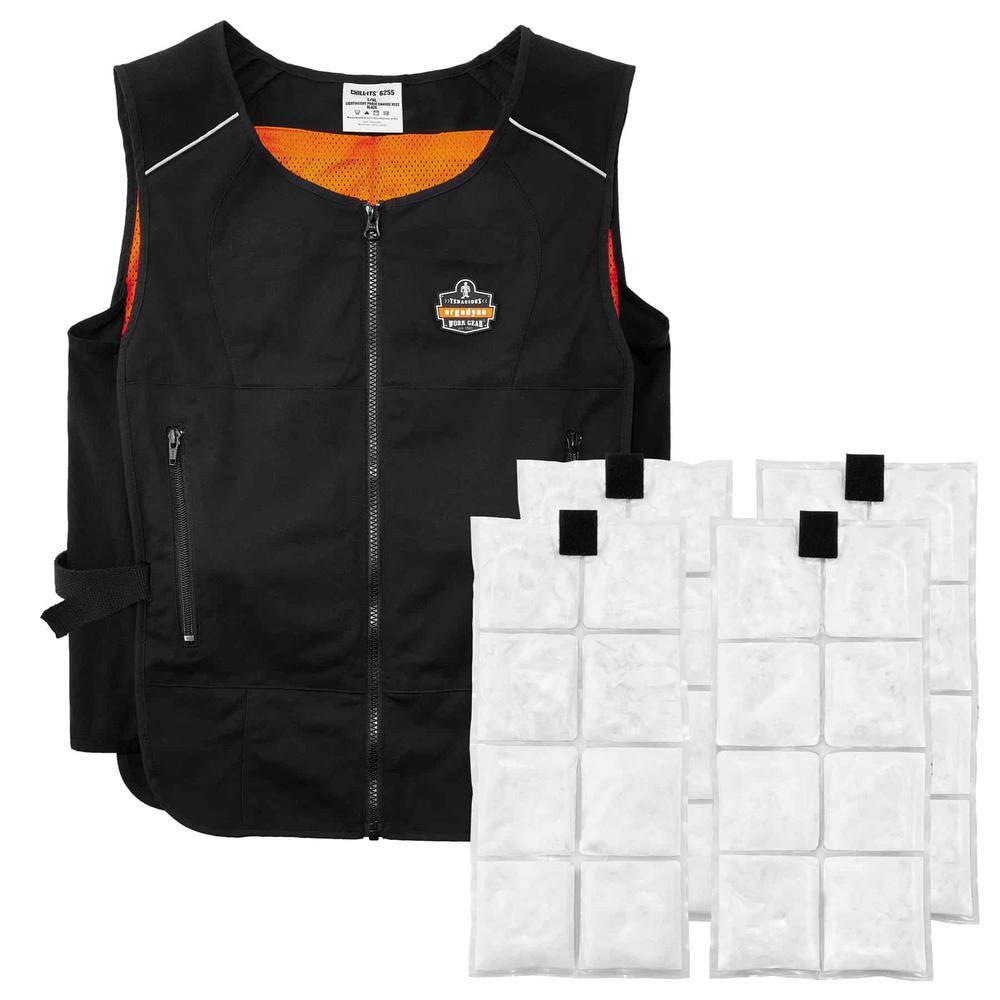 Ergodyne Chill-Its Small/Medium Black Light Weight Phase Change Cooling Vest with Packs
