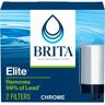 Brita Chrome Faucet Mount Tap Water Filtration System Filter Replacement Cartridge (2-Pack), BPA Free, Reduces Lead