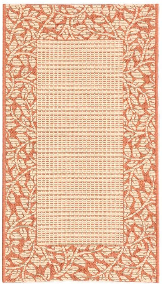 SAFAVIEH Courtyard Natural/Terra 2 ft. x 4 ft. Border Indoor/Outdoor Patio  Area Rug