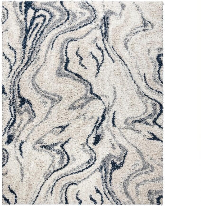 Gertmenian & Sons Anjou Marble Navy 5 ft. x 7 ft. Abstract Shag Indoor Area Rug