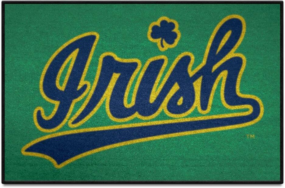 FANMATS Notre Dame Green Starter Mat Accent Rug - 19 in. x 30 in. Slogan Design