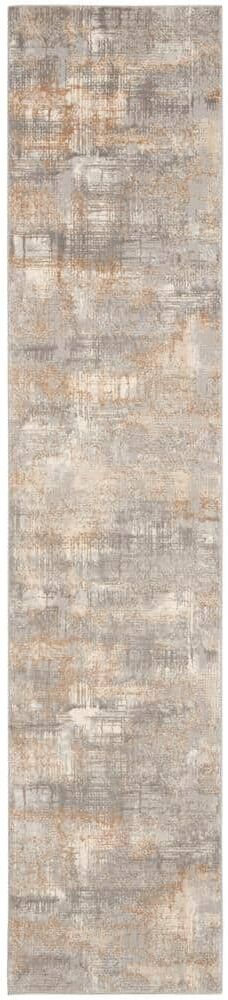 CALVIN KLEIN Rush Grey/Beige 2 ft. x 10 ft. Abstract Contemporary Runner Area Rug