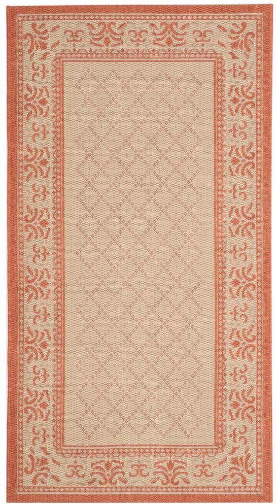 SAFAVIEH Courtyard Natural/Terra 2 ft. x 4 ft. Border Indoor/Outdoor Patio  Area Rug