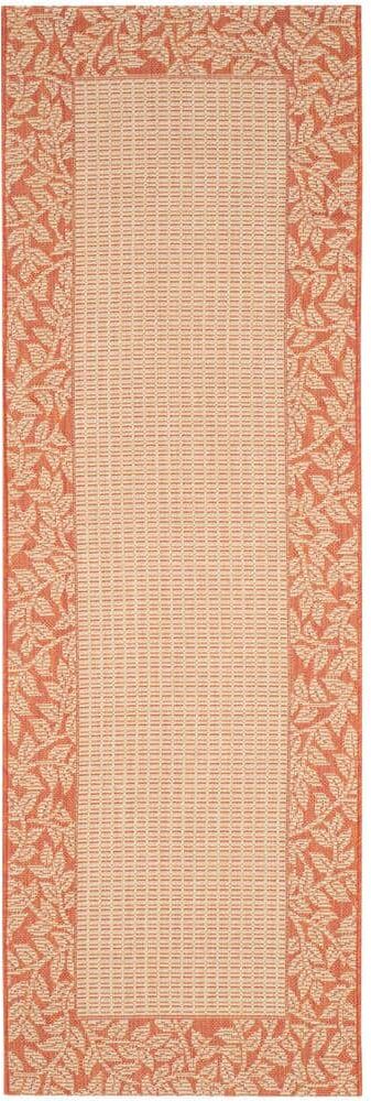 SAFAVIEH Courtyard Natural/Terra 2 ft. x 14 ft. Border Indoor/Outdoor Patio  Runner Rug