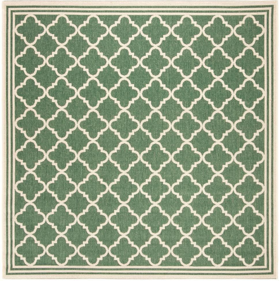 SAFAVIEH Beach House Green/Cream 7 ft. x 7 ft. Square Trellis Indoor/Outdoor Patio  Area Rug