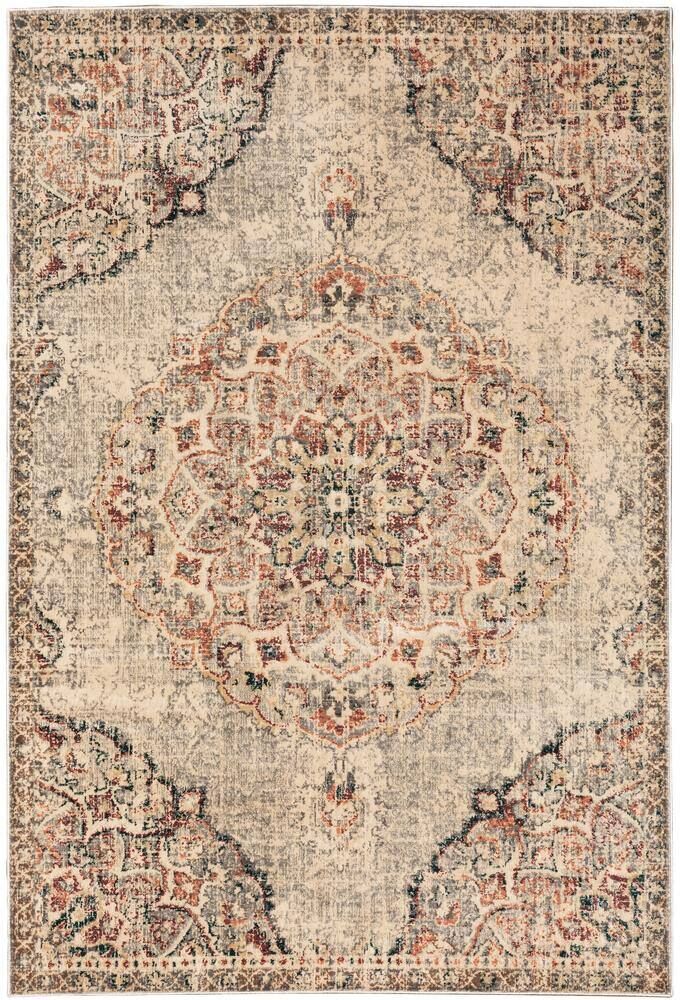 AVERLEY HOME Jayson Grey/Rust 6 ft. x 9 ft. Medallion Area Rug