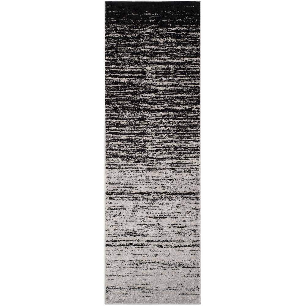 SAFAVIEH Adirondack Silver/Black 3 ft. x 12 ft. Solid Striped Runner Rug