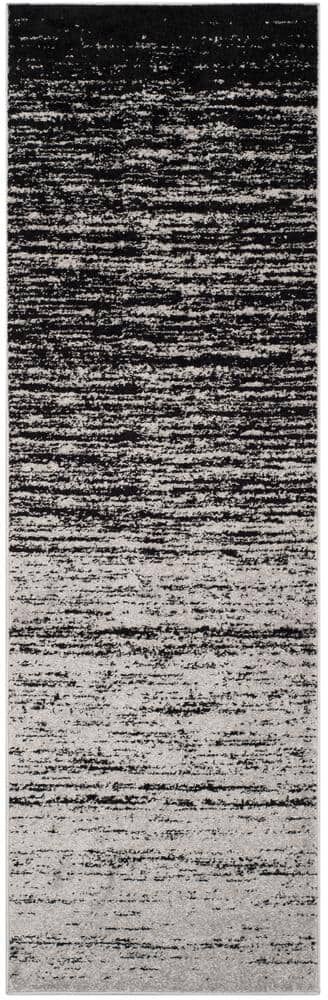 SAFAVIEH Adirondack Silver/Black 3 ft. x 22 ft. Solid Striped Runner Rug