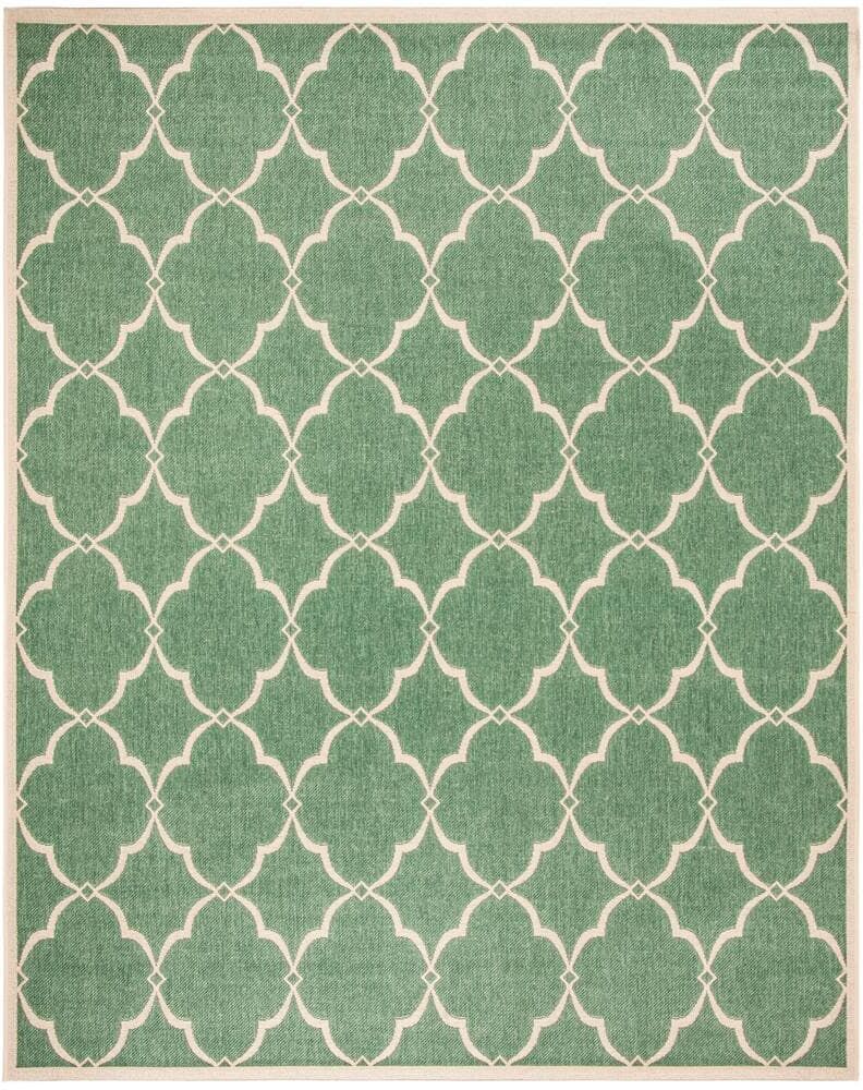 SAFAVIEH Beach House Green/Creme 8 ft. x 10 ft. Trellis Geometric Indoor/Outdoor Area Rug