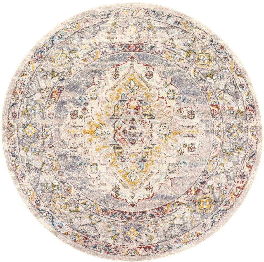 Artistic Weavers Chandi Yellow 6 ft. 7 in. x 6 ft. 7 in. Round Area Rug